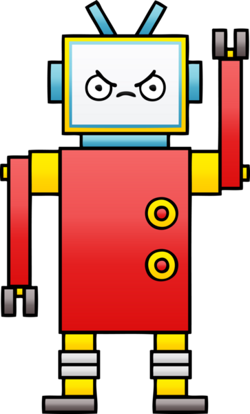 Bir insan tarafından çizilmiş bir robotun gölgelenmiş çizimi