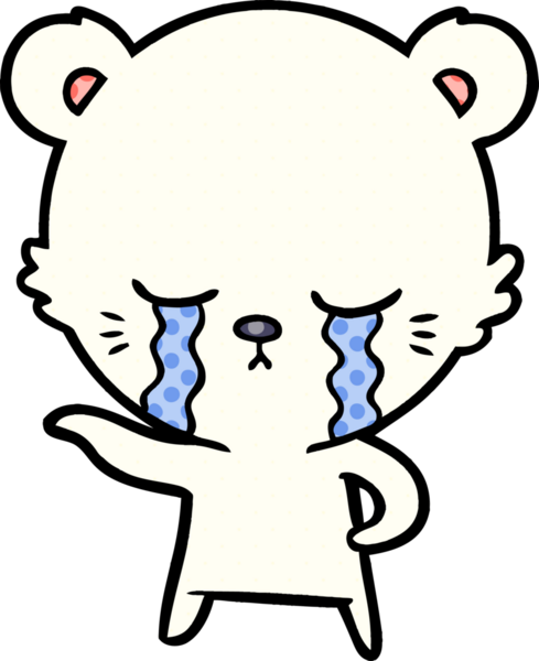 Ağlayan kutup ayısı bir insan tarafından çizilmiş.