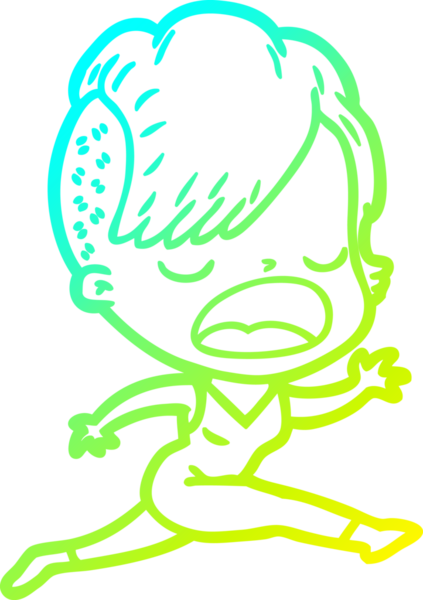 Bir insan tarafından çizilmiş havalı bir hippi kızın soğuk gradyan çizimi.