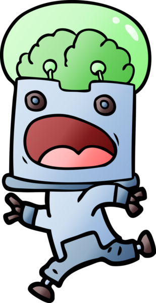 Bir insan tarafından çizilmiş çizgi film robotu