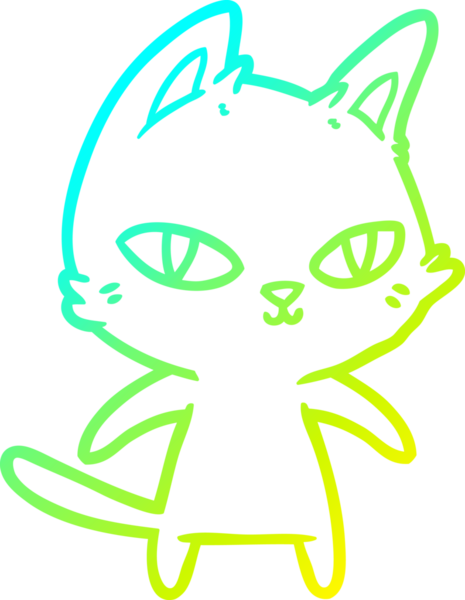 Bir çizgi film kedisinin insan tarafından çizilmiş soğuk çizgi çizimi.