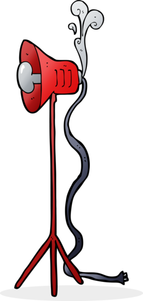 Bir insan tarafından çizilmiş karikatür fotoğraf stüdyosu lambası.