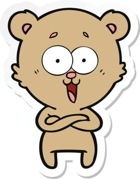 Bir insan tarafından çizilmiş gülen oyuncak ayının çıkartması.