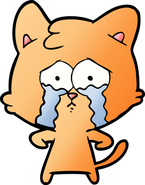 Bir insan tarafından çizilmiş ağlayan kedi çizgi filmi.