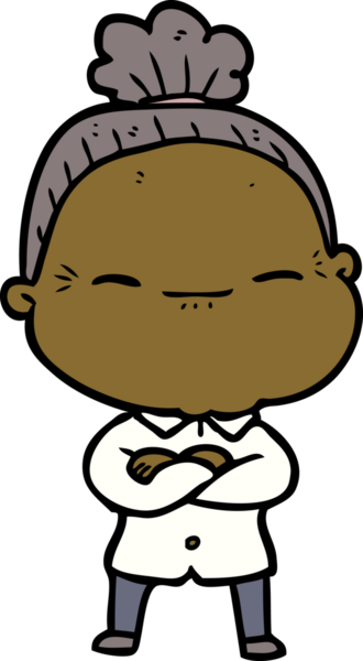 Bir insan tarafından çizilmiş barışçıl yaşlı bir kadın.