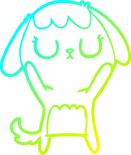 Bir insan tarafından çizilmiş şirin bir çizgi köpeğin soğuk gradyan çizgisi.