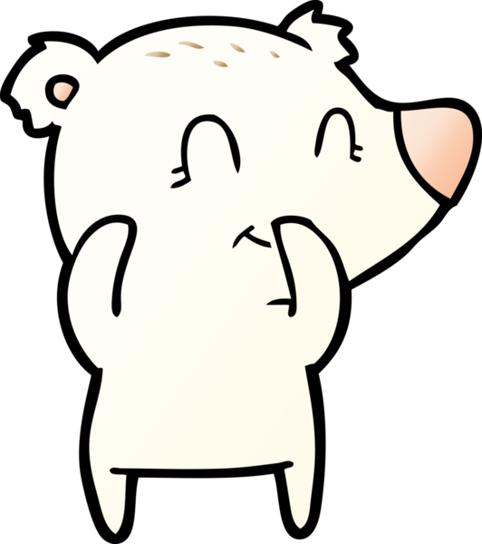 Bir insan tarafından çizilmiş kıkırdayan kutup ayısı çizgi filmi.