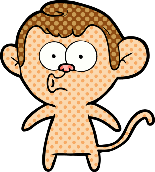 Bir insan tarafından çizilmiş korna çalan maymun.