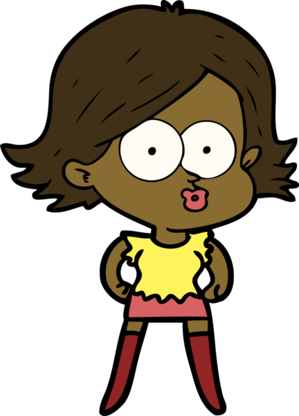 Çizgi film kızı somurtuyor bir insan tarafından