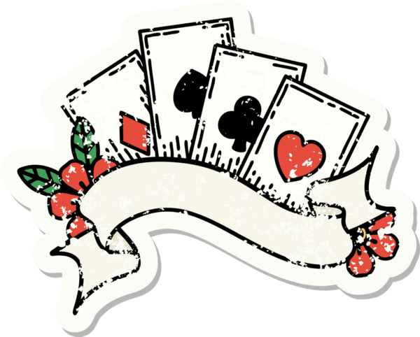 Geleneksel kart stili ve bir insanın çizdiği pankart dövmesi