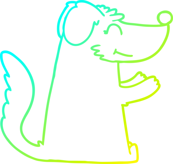 Bir insan tarafından çizilmiş mutlu çizgi film köpeğinin soğuk gradyan çizimi