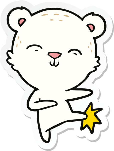 Bir insan tarafından çizilmiş mutlu bir kutup ayısının çıkartması.