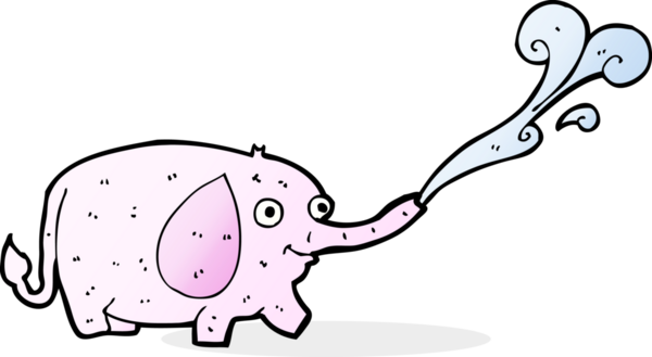 Bir insan tarafından çizilmiş komik, küçük bir fil.