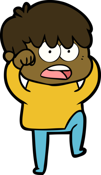 Bir insan tarafından çizilmiş endişeli çizgi film çocuğu.