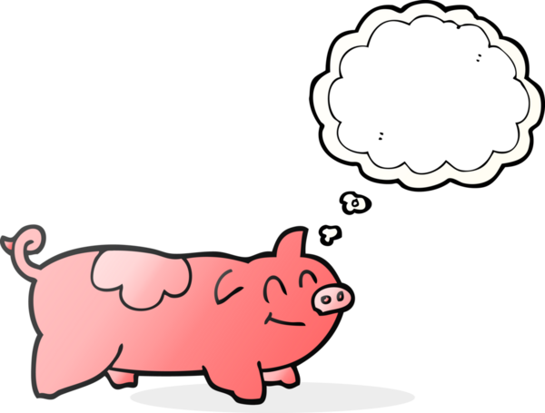 Bir insan tarafından çizilmiş serbest çizim balon çizgi film domuzu.