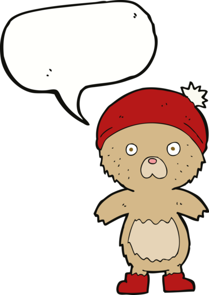 Bir insan tarafından çizilmiş konuşma baloncuklu şirin oyuncak ayı.