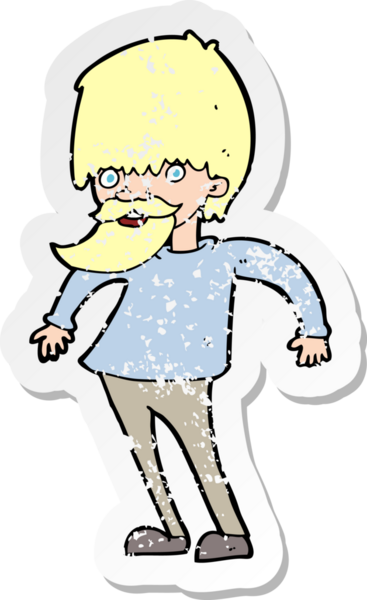 Çizgi film sakallı bir adamın insan tarafından çizilmiş omuzlarını silkmesi.