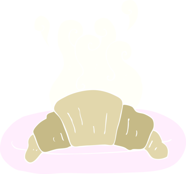 Bir insan tarafından çizilmiş kruvasanın düz renk çizimi