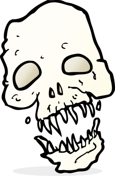 Bir insan tarafından çizilmiş korkunç kafatası.