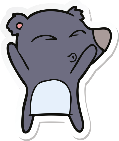 Bir insan tarafından çizilmiş ıslık çalan bir ayının çıkartması.