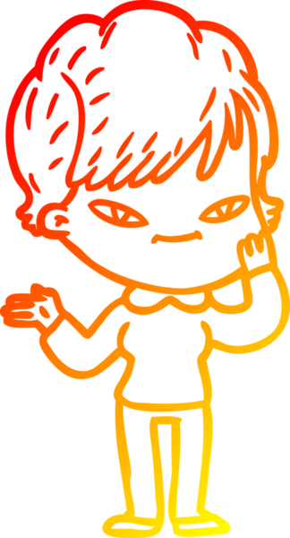 Bir insan tarafından çizilmiş mutlu bir kadının çizgi çizimi.