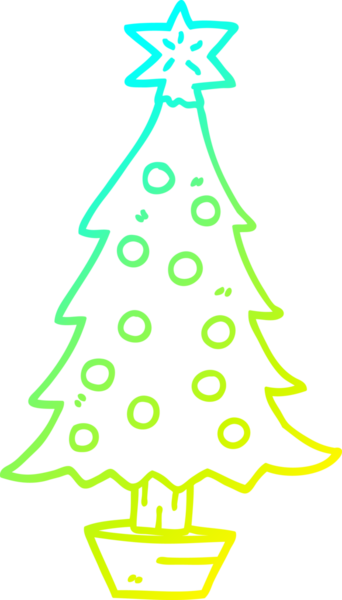 Soğuk gradyan çizgisi bir insan tarafından çizilmiş bir karikatür noel ağacı.