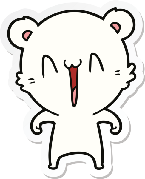 Bir insan tarafından çizilmiş mutlu bir kutup ayısının çıkartması.