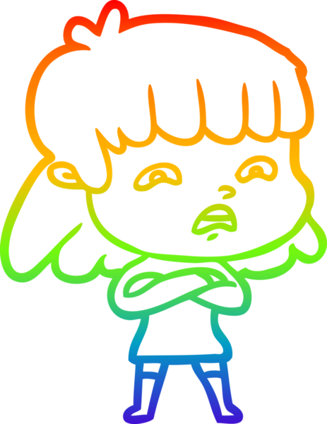 Gökkuşağı gradyan çizimi Bir insan tarafından çizilmiş endişeli bir çizgi kadın