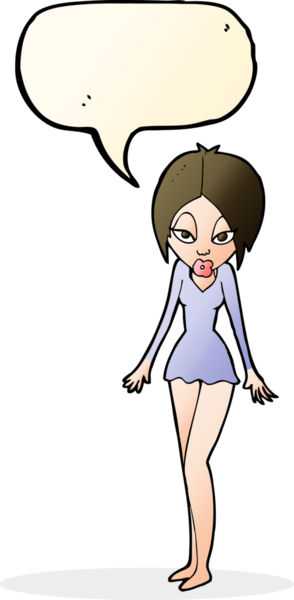 Bir insan tarafından çizilmiş kısa elbiseli bir karikatür kadını.