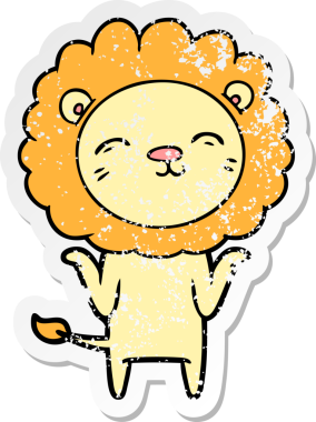 Bir insan tarafından çizilmiş karikatür aslanının sıkıntılı çıkartması.