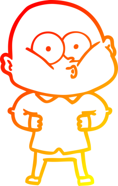 Bir insan tarafından çizilmiş kel bir adamın sıcak çizgi çizimi.