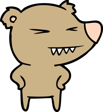 Bir insan tarafından çizilmiş kalçalı kızgın ayı çizgi filmi.