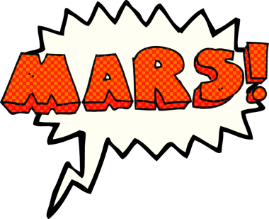 El yazısıyla çizilmiş çizgi roman konuşma balonu Mars metin sembolü bir insan tarafından çizilmiş.