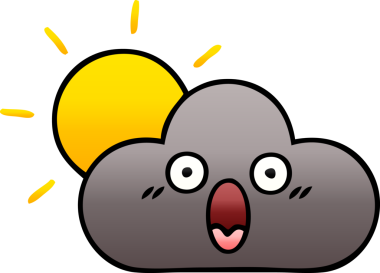 Bir fırtına bulutu ve bir insan tarafından çizilen güneşin gölgeli karikatürü