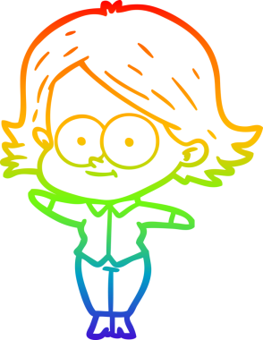 gökkuşağı gradyan çizimi mutlu bir çizgi film kızı bir insan tarafından çizildi