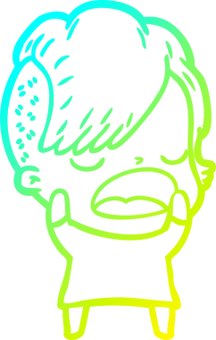 Bir insan tarafından çizilmiş havalı bir hippi kızın soğuk gradyan çizimi.