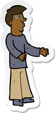 Bir insan tarafından çizilmiş garip bir adamın çıkartması.