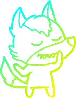 Bir insan tarafından çizilmiş dost canlısı bir kurt çizgi çizimi.