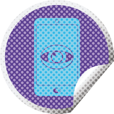 Cep telefonu, bir insan tarafından çizilmiş dairesel soyma etiketini izliyor.