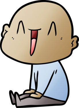 Bir insan tarafından çizilmiş mutlu, kel adam.