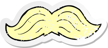 Bir insan tarafından çizilmiş bir çizgi film bıyığının gerilemiş çıkartması.