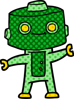 Bir insan tarafından çizilmiş çizgi film robotu