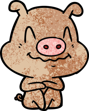 Bir insan tarafından çizilmiş sinirli çizgi film domuzu.