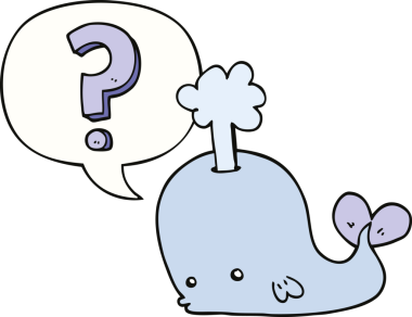 Bir insan tarafından çizilmiş konuşma balonlu meraklı balina.