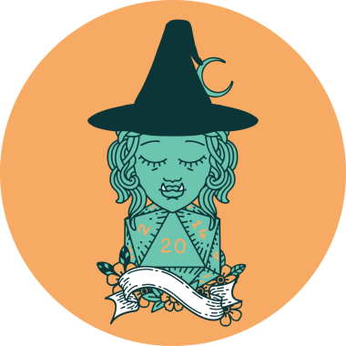 Bir insan tarafından çizilmiş 20 zarlı yarım ork büyücüsünün simgesi