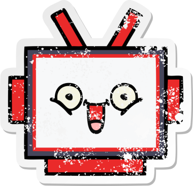 Bir insan tarafından çizilmiş sevimli robot kafasının sıkıntılı çıkartması.