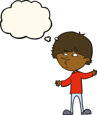 Bir insan tarafından çizilmiş düşünce baloncuğu olan meraklı bir adam.