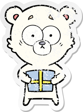 Bir insan tarafından çizilmiş gergin bir kutup ayısı karikatürü.