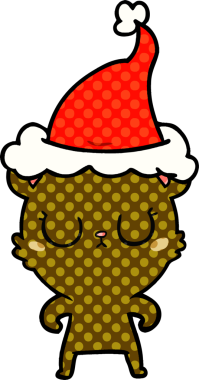 Barışçıl el çizimi çizgi roman tarzı Noel Baba şapkası takan bir ayı insan tarafından çizilmiş.