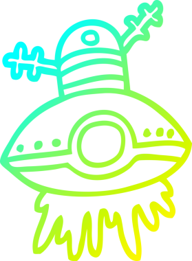 Bir insan tarafından çizilmiş bir uzay gemisinin soğuk gradyan çizimi.